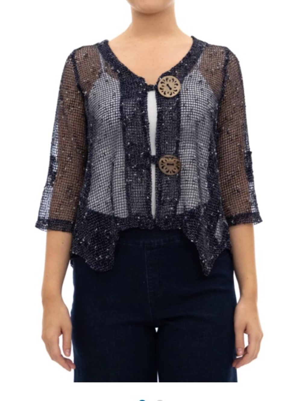 Nina Leonard  Coconut Button-Front Cardigan